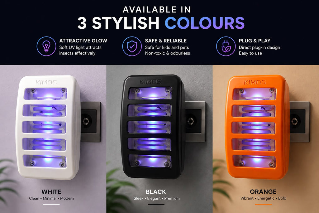KIMOS UV LED Mosquito Killer plugged into wall socket